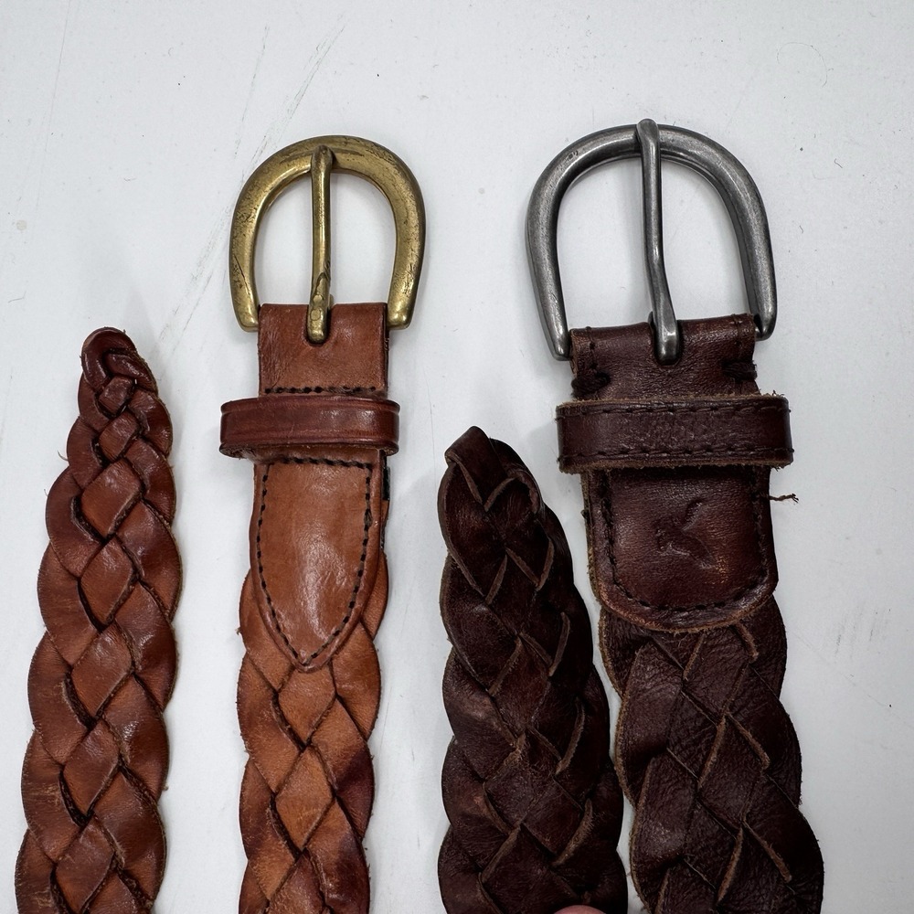 Vintage Eddie Bauer AEO Braided Genuine Leather Belt Sz 38 Brown Tan Unisex - Picture 2 of 14